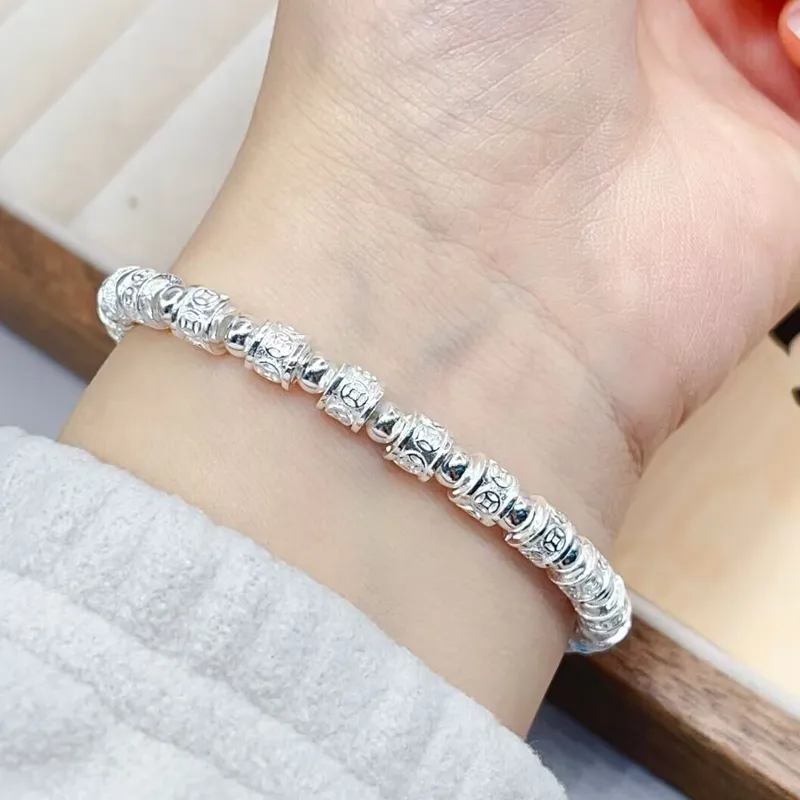 Old Qingyun Silver Building 999 Fine Silver Bracelets Unisex-4
