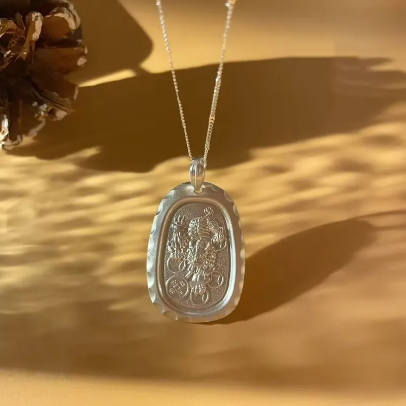 Old Qingyun Silver Building 999 Fine Silver Pendants Unisex-1