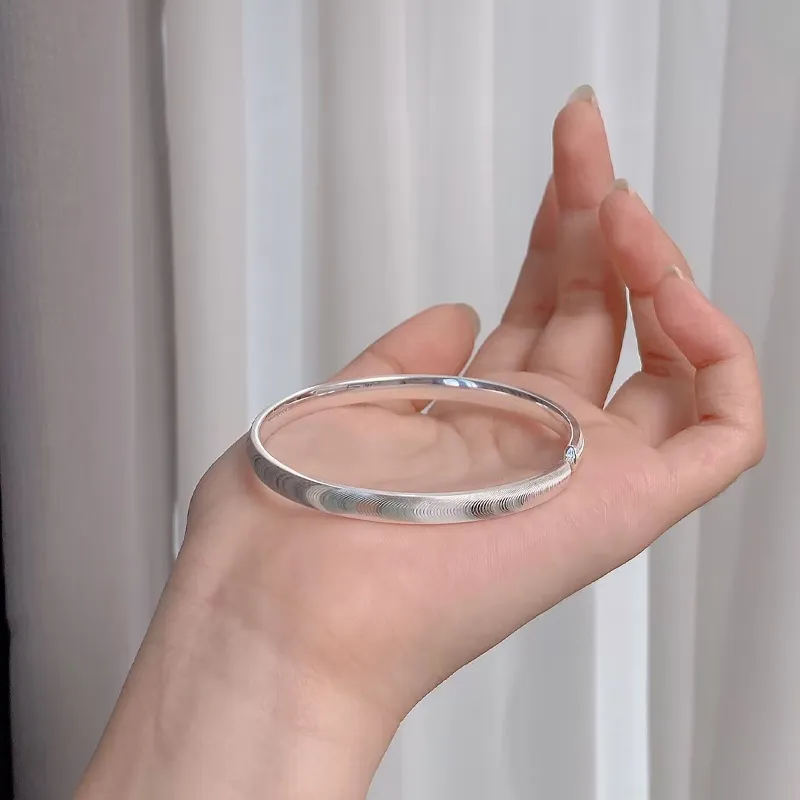 Old Qingyun Silver Building 999 Fine Silver Bangles Unisex-5