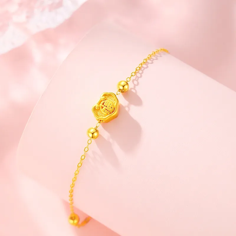 Old Qingyun Silver Building Gold Bracelet Unisex-3