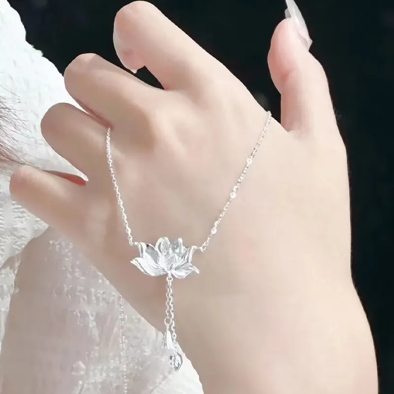 Old Qingyun Silver Building Foot Silver 990 Necklaces Women's-4