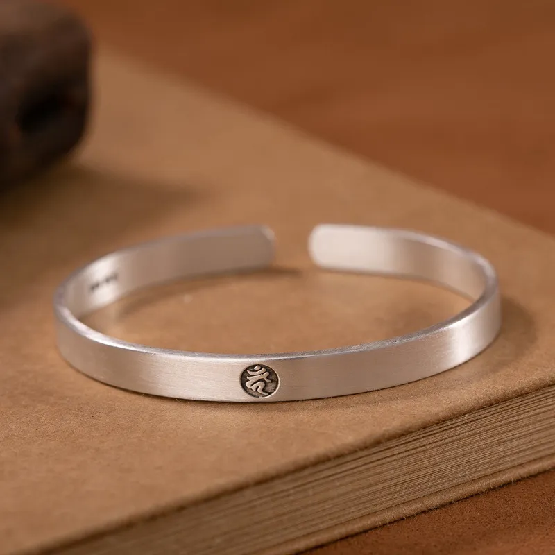 Old Qingyun Silver Building 999 Fine Silver Bangles Unisex-1