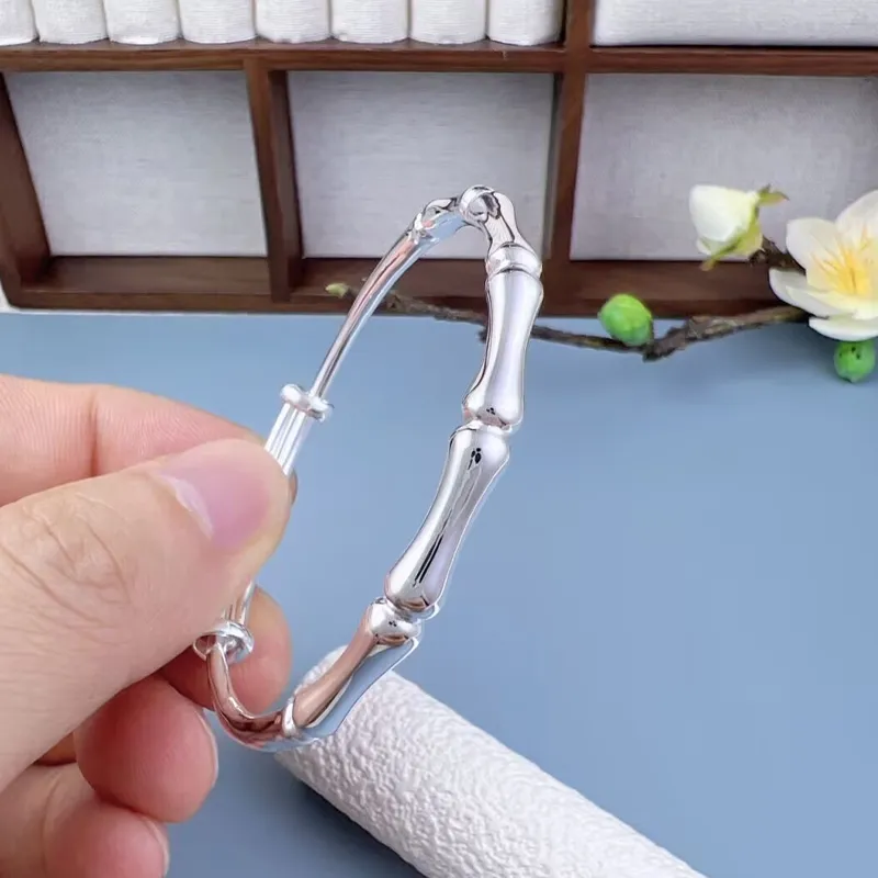 Old Qingyun Silver Building 999 Fine Silver Bangles Unisex-4