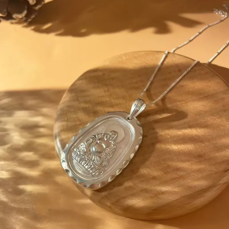 Old Qingyun Silver Building 999 Fine Silver Pendants Unisex-3