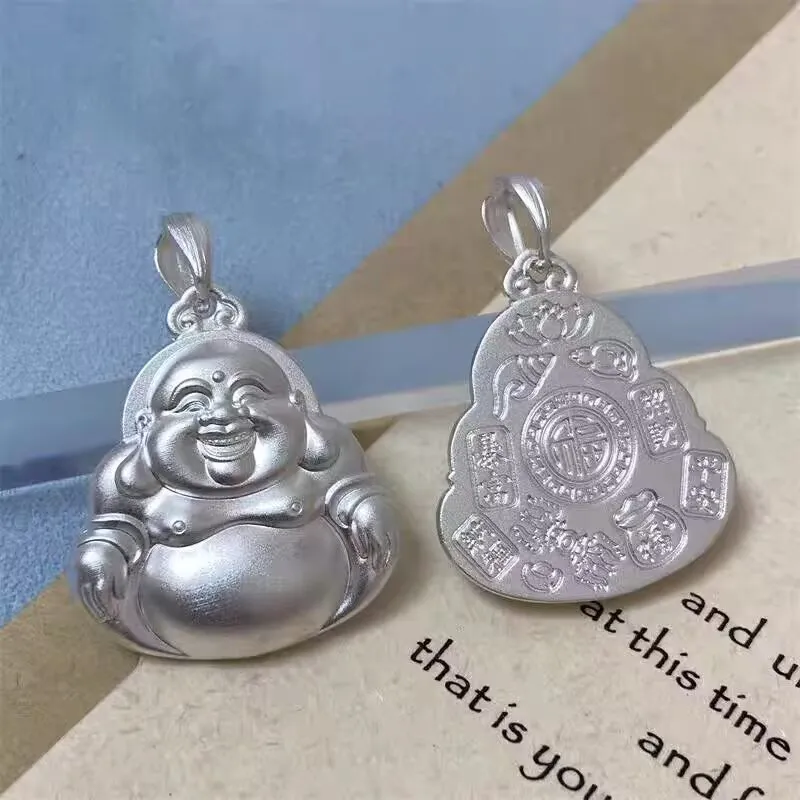 Old Qingyun Silver Building 999 Fine Silver Pendants Unisex-3