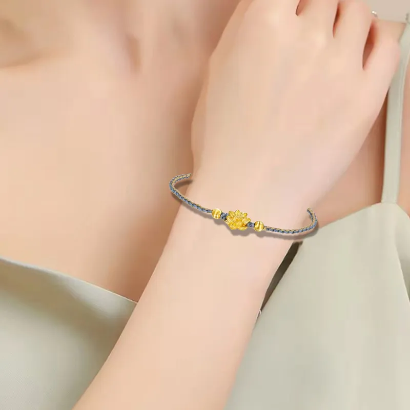 Old Qingyun Silver Building Gold Bracelet Unisex-4