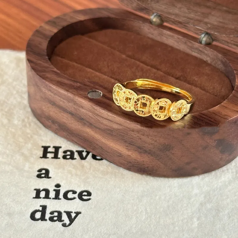 Old Qingyun Silver Building 999 Fine Silver Rings Unisex-2