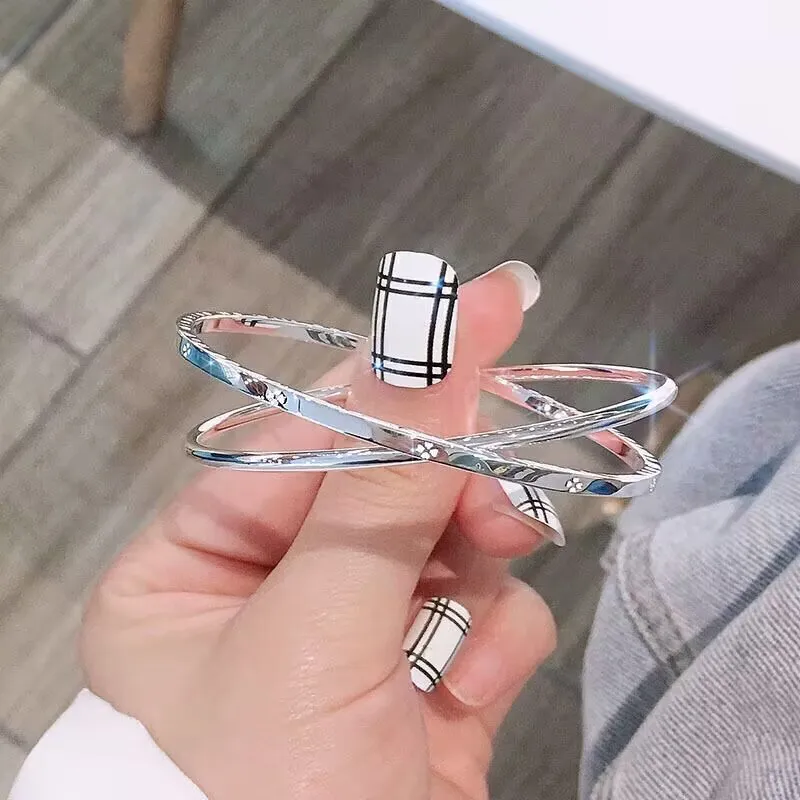 Old Qingyun Silver Building 999 Fine Silver Bangles Women's-3