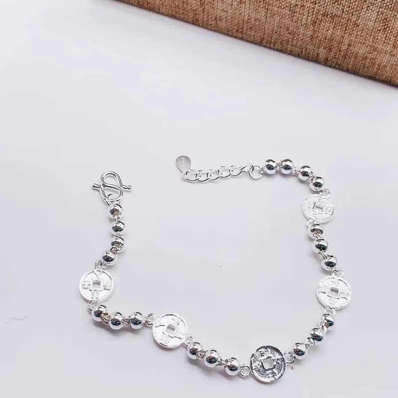 Old Qingyun Silver Building Foot Silver 990 Bracelets Unisex-4