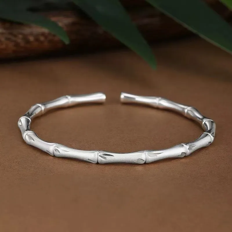 Old Qingyun Silver Building 999 Fine Silver Bangles Women's-2
