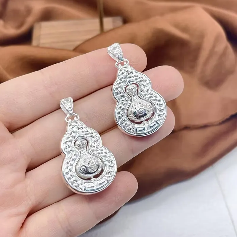 Old Qingyun Silver Building 999 Fine Silver Pendants Unisex-3
