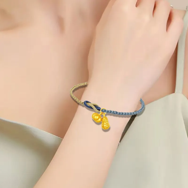 Old Qingyun Silver Building Gold Bracelet Unisex-5