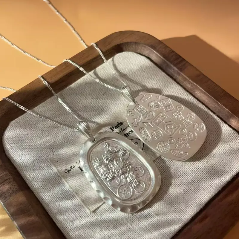 Old Qingyun Silver Building 999 Fine Silver Pendants Unisex-2