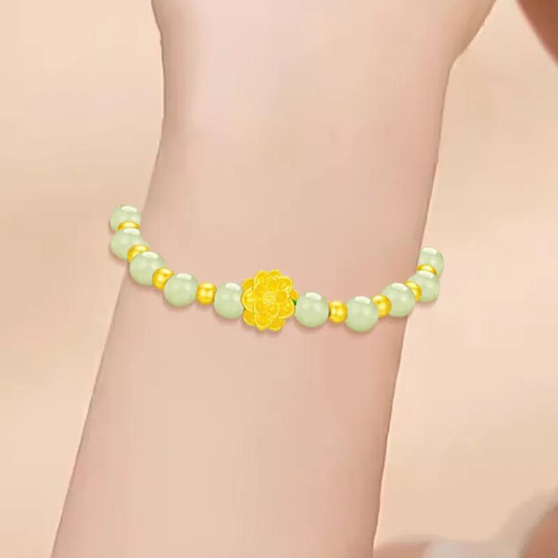 Old Qingyun Silver Building Hetian Jade Bracelets Pale Greenish White Jade Unisex-4
