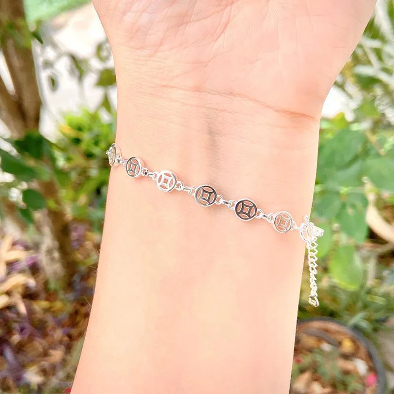 Old Qingyun Silver Building 999 Fine Silver Bracelets Women's-5