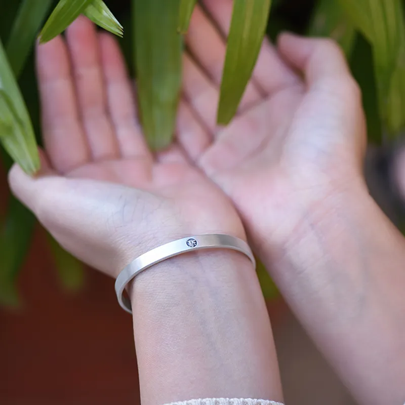 Old Qingyun Silver Building 999 Fine Silver Bangles Unisex-4
