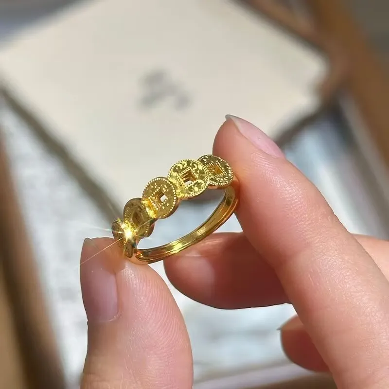 Old Qingyun Silver Building 999 Fine Silver Rings Unisex-3