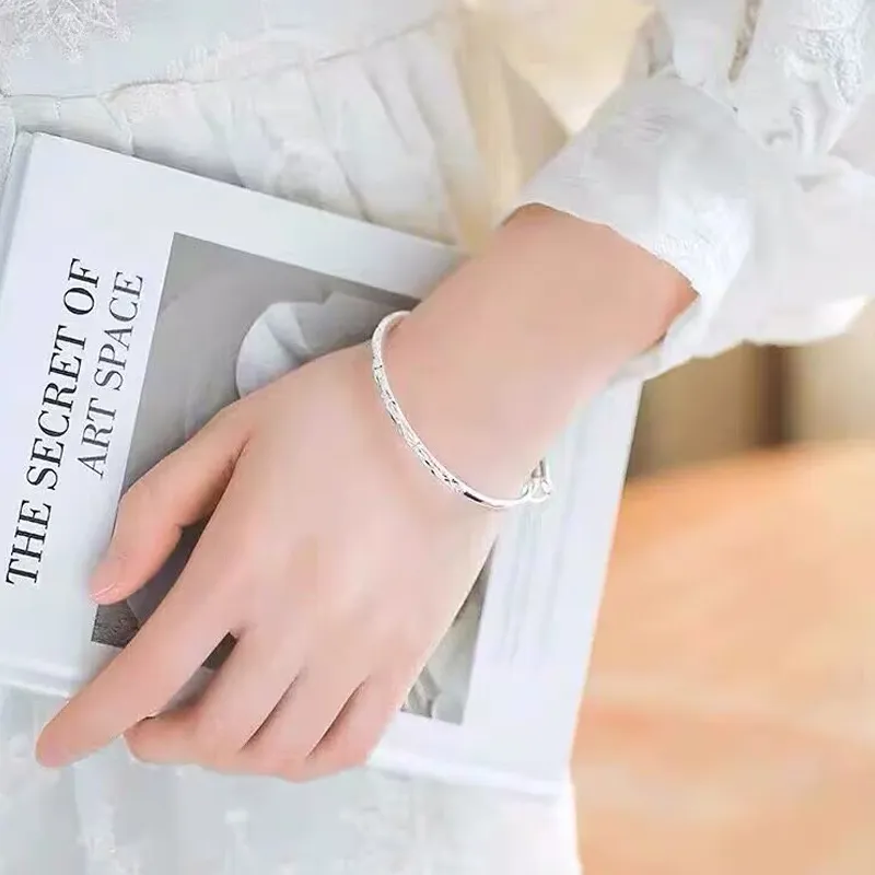 Old Qingyun Silver Building 999 Fine Silver Sterling Silver Bracelets Women's-4