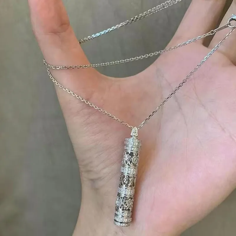 Old Qingyun Silver Building S925 Silver Necklaces Unisex-1