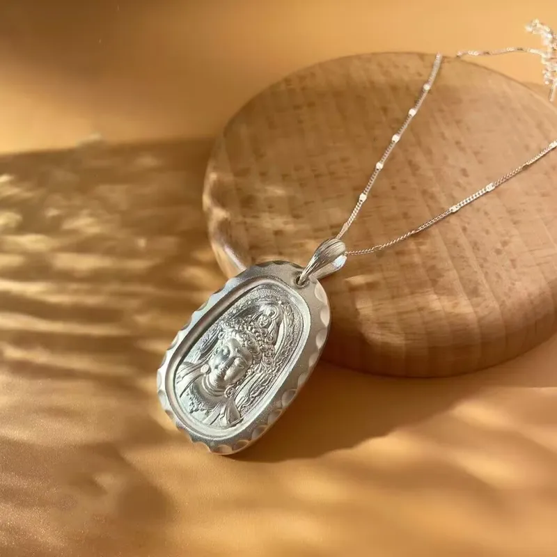 Old Qingyun Silver Building 999 Fine Silver Pendants Unisex-4