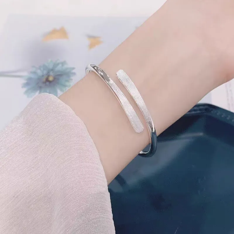 Old Qingyun Silver Building 999 Fine Silver Bangles Unisex-4