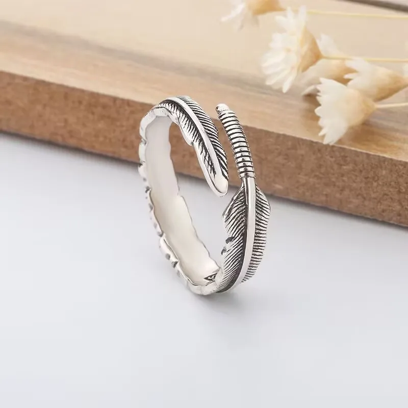 Old Qingyun Silver Building 999 Fine Silver Rings Unisex-3