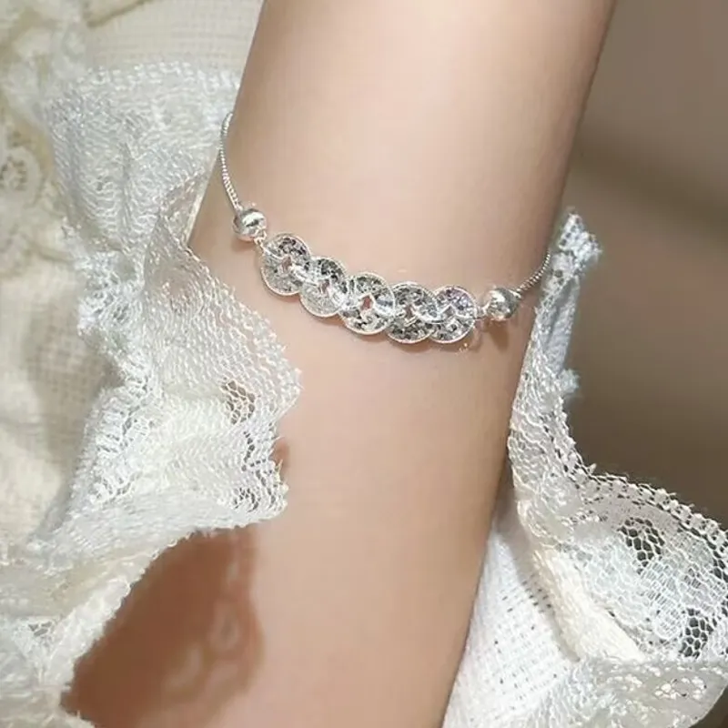 Old Qingyun Silver Building S925 Silver Bracelets Unisex-2