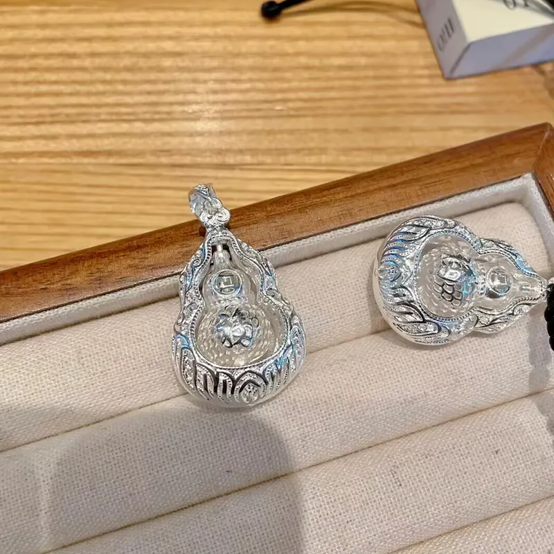 Old Qingyun Silver Building 999 Fine Silver Pendants Unisex-2