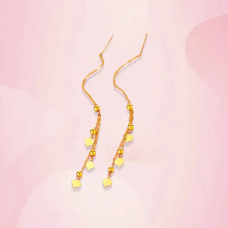 Old Qingyun Silver Building 18K Gold Drop Earrings Women's-3