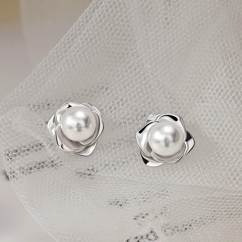 Old Qingyun Silver Building Sterling Silver 990 Stud Earrings Women's-1