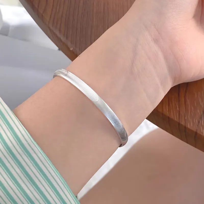 Old Qingyun Silver Building 999 Fine Silver Bangles Unisex-4