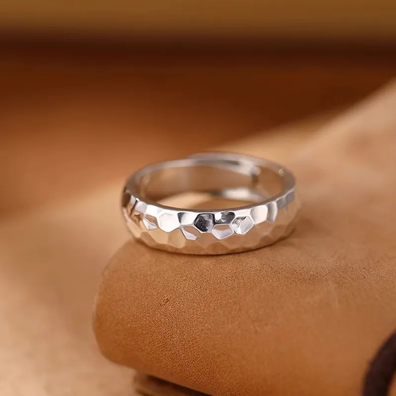 Old Qingyun Silver Building 999 Fine Silver Rings Unisex-2