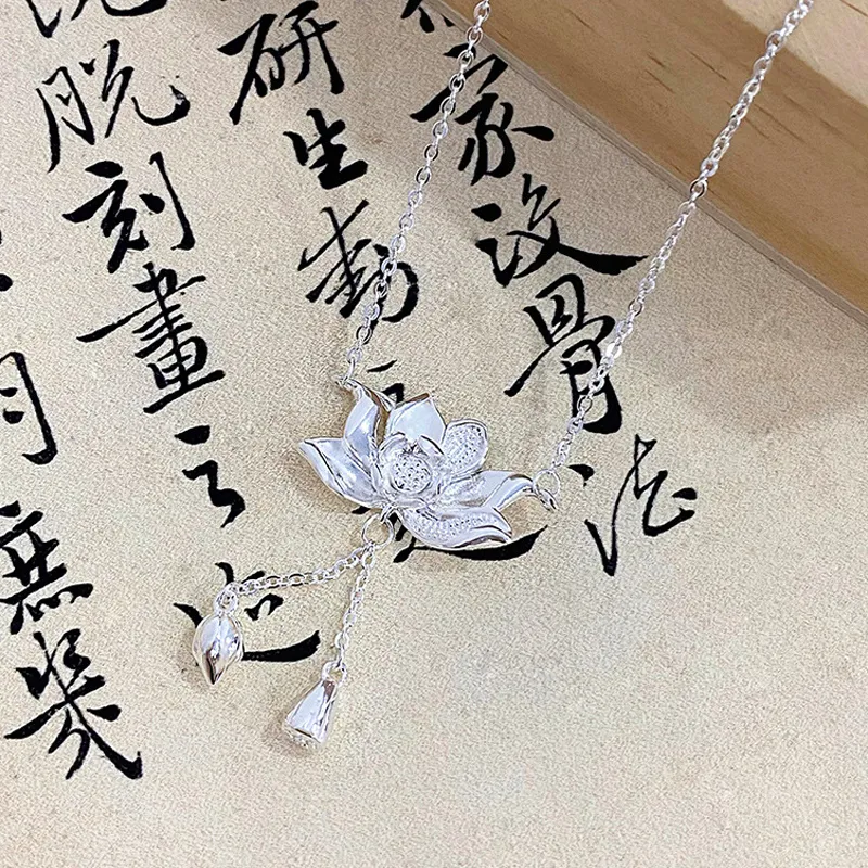 Old Qingyun Silver Building Foot Silver 990 Necklaces Women's-2