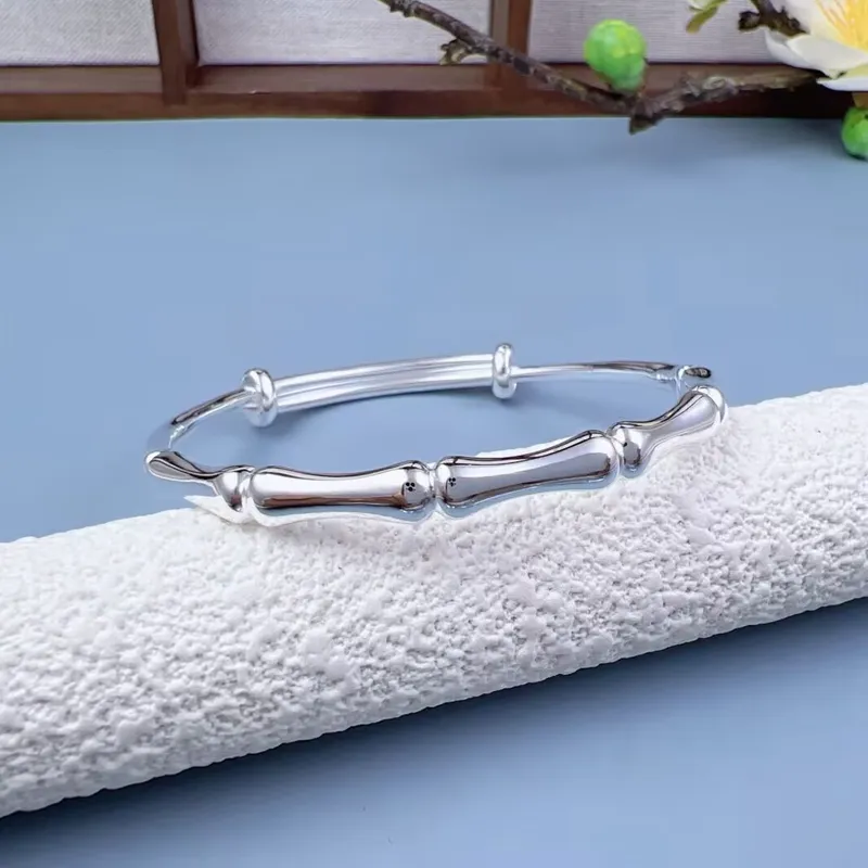 Old Qingyun Silver Building 999 Fine Silver Bangles Unisex-1