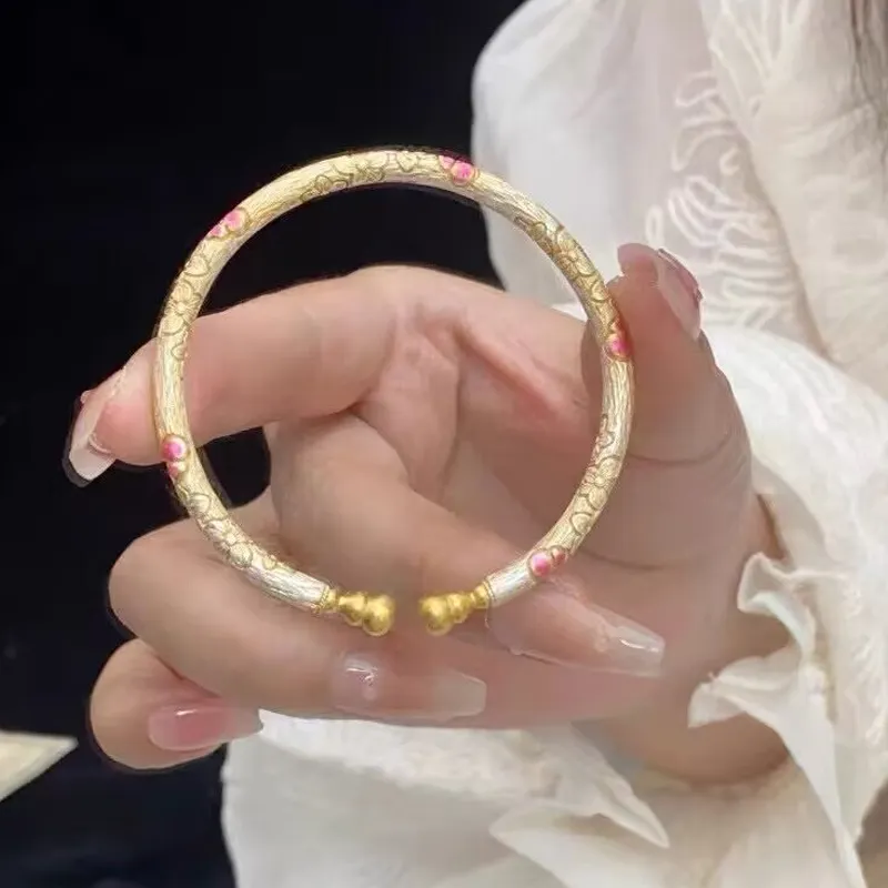 Old Qingyun Silver Building 999 Fine Silver Bangles Unisex-4