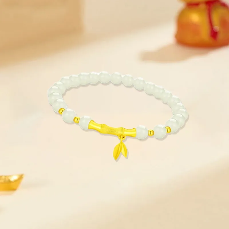 Old Qingyun Silver Building Hetian Jade Bracelets Pale Greenish White Jade Women's-3