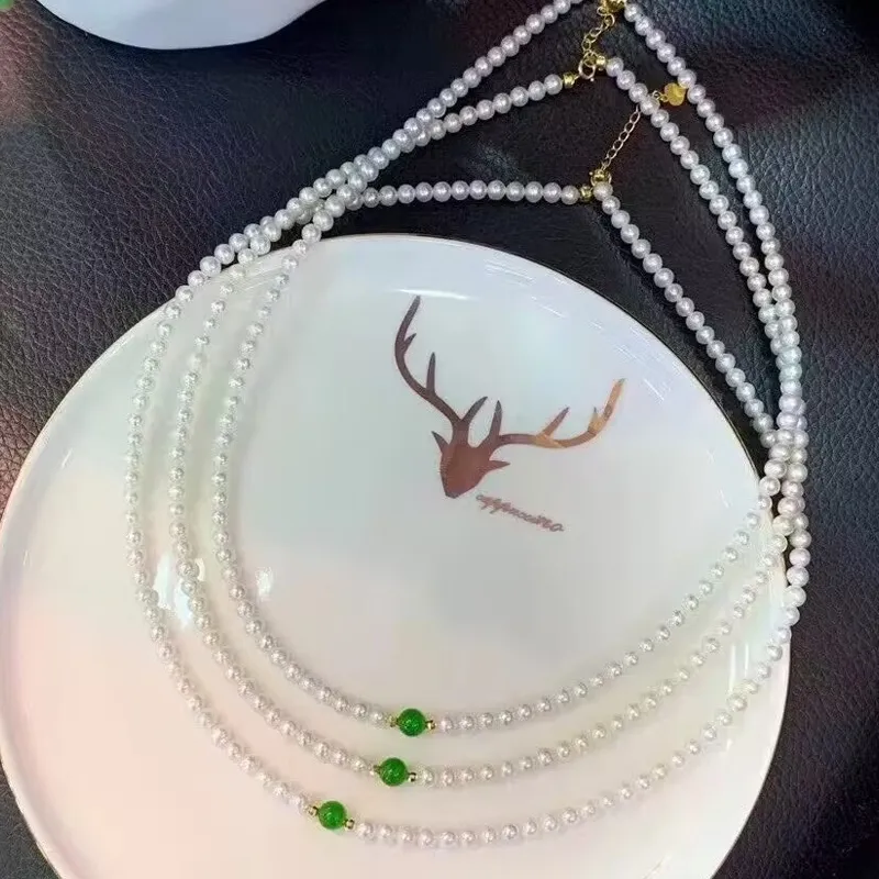 Old Qingyun Silver Building Pearl Necklaces Women's-1