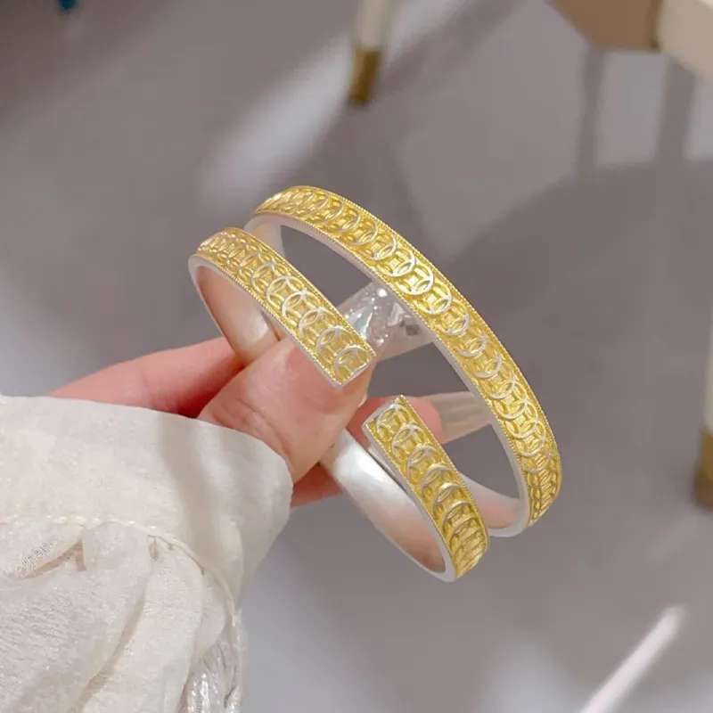 Old Qingyun Silver Building 999 Fine Silver Bangles Women's-5