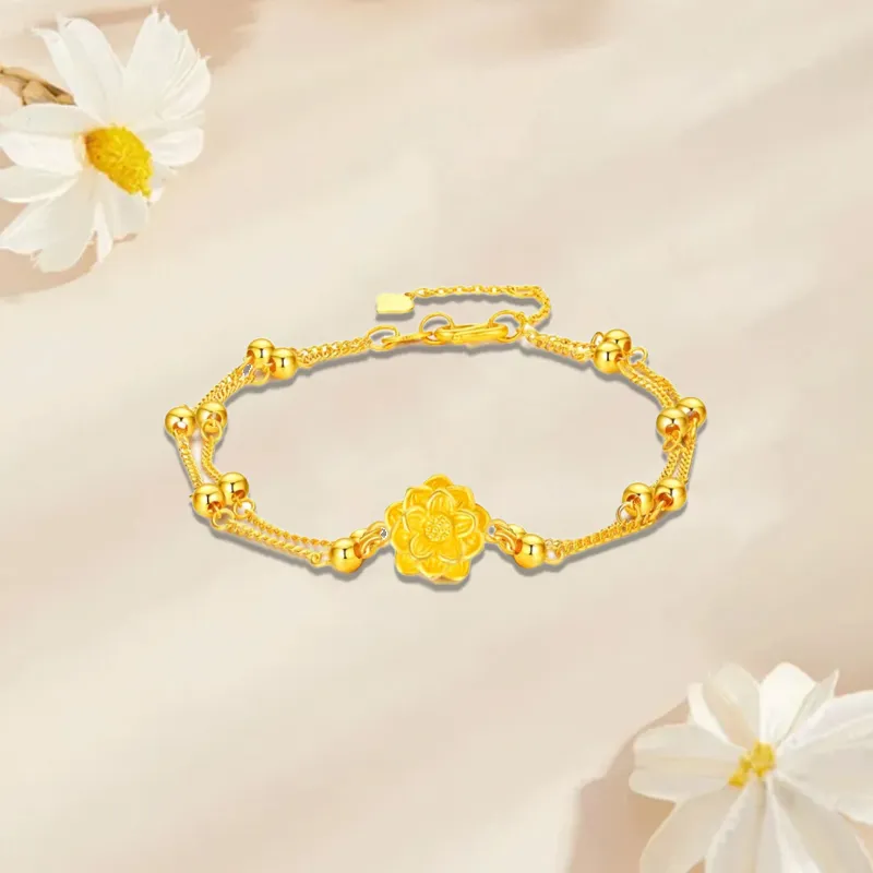 Old Qingyun Silver Building Gold Bracelet Unisex-4
