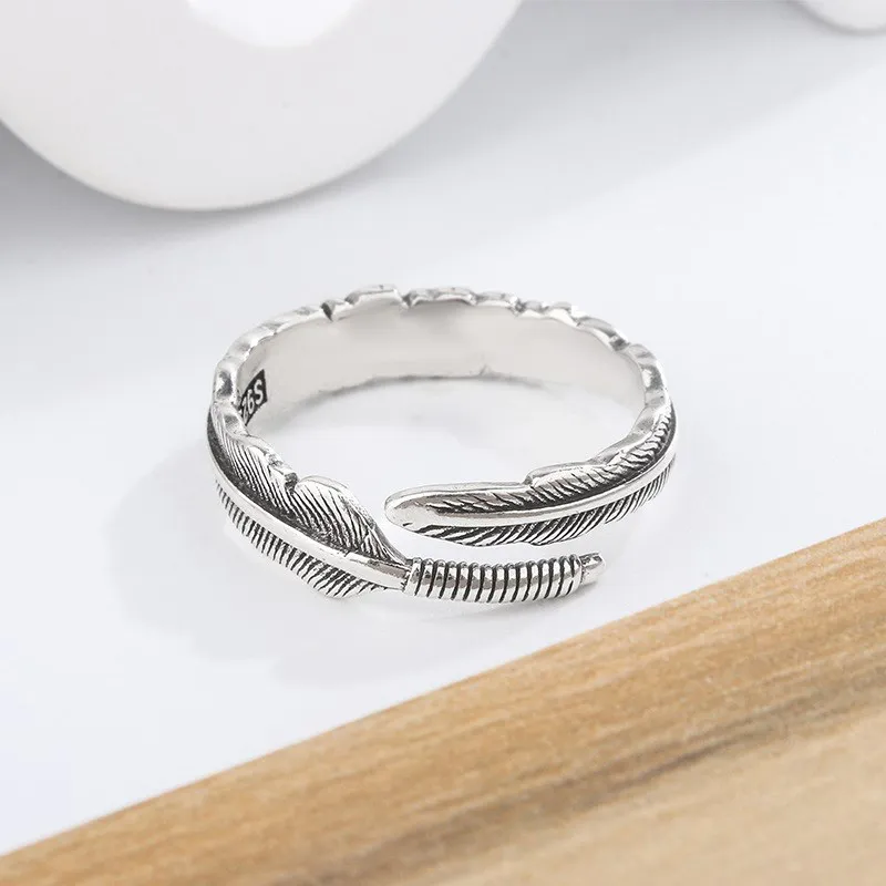 Old Qingyun Silver Building 999 Fine Silver Rings Unisex-1