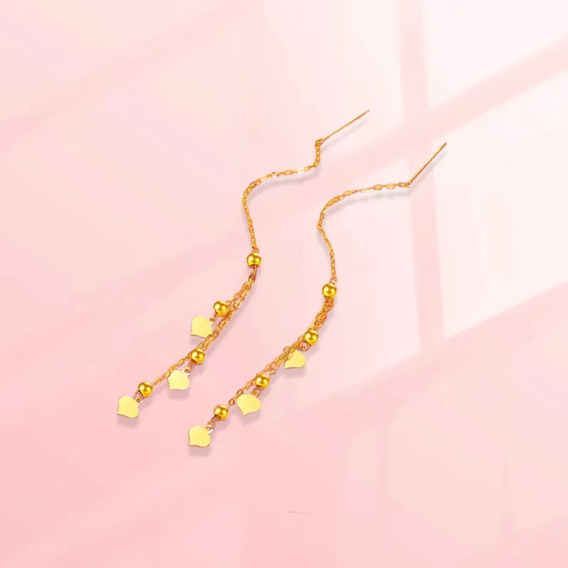 Old Qingyun Silver Building 18K Gold Drop Earrings Women's-2