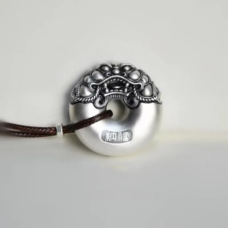 Old Qingyun Silver Building 999 Fine Silver Pendants Unisex-1