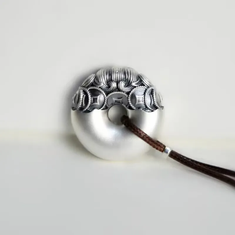 Old Qingyun Silver Building 999 Fine Silver Pendants Unisex-2