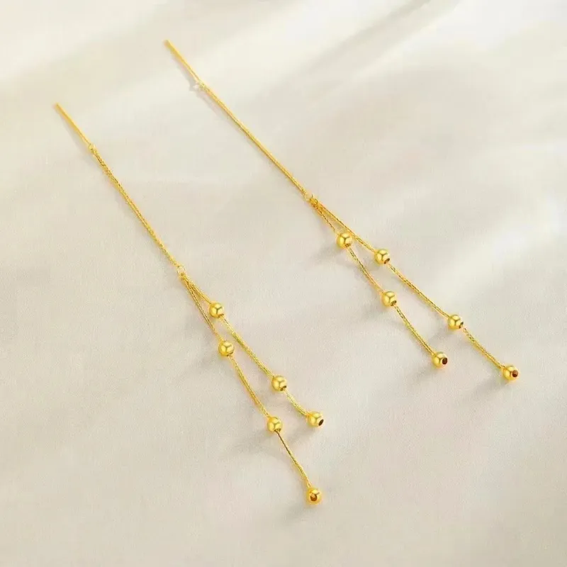 Old Qingyun Silver Building 18K Gold Drop Earrings Women's-2