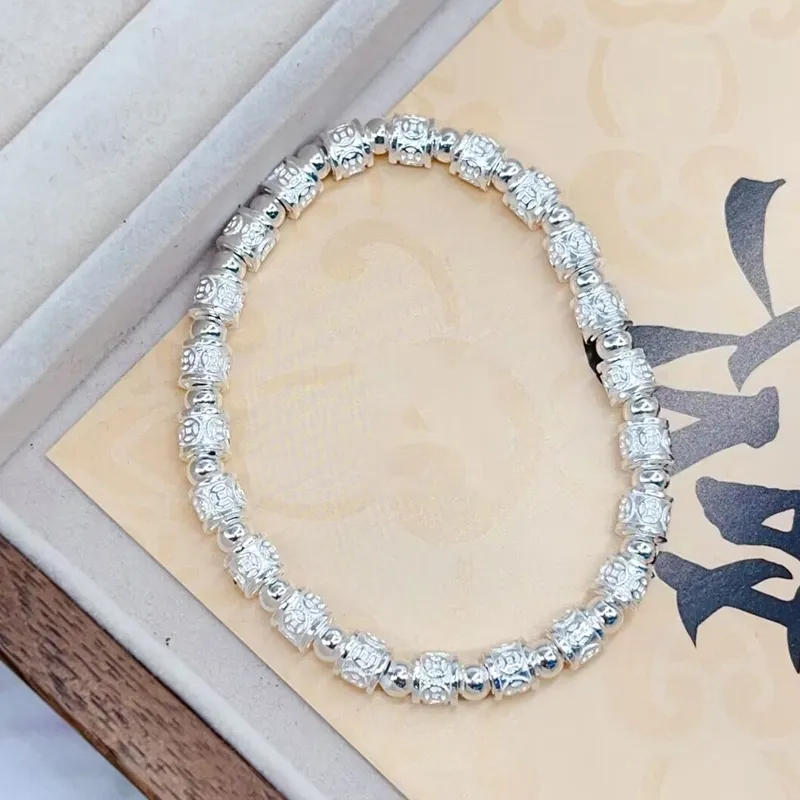Old Qingyun Silver Building 999 Fine Silver Bracelets Unisex-1