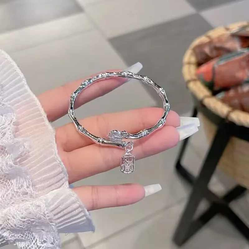 Old Qingyun Silver Building 999 Fine Silver Bangles Women's-2