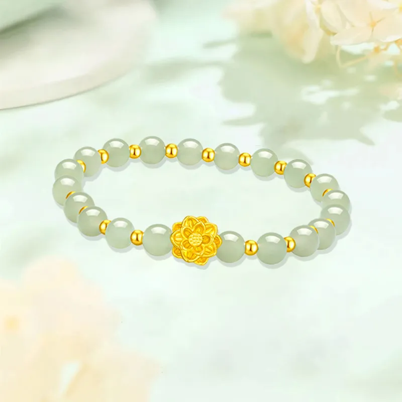 Old Qingyun Silver Building Hetian Jade Bracelets Pale Greenish White Jade Unisex-3