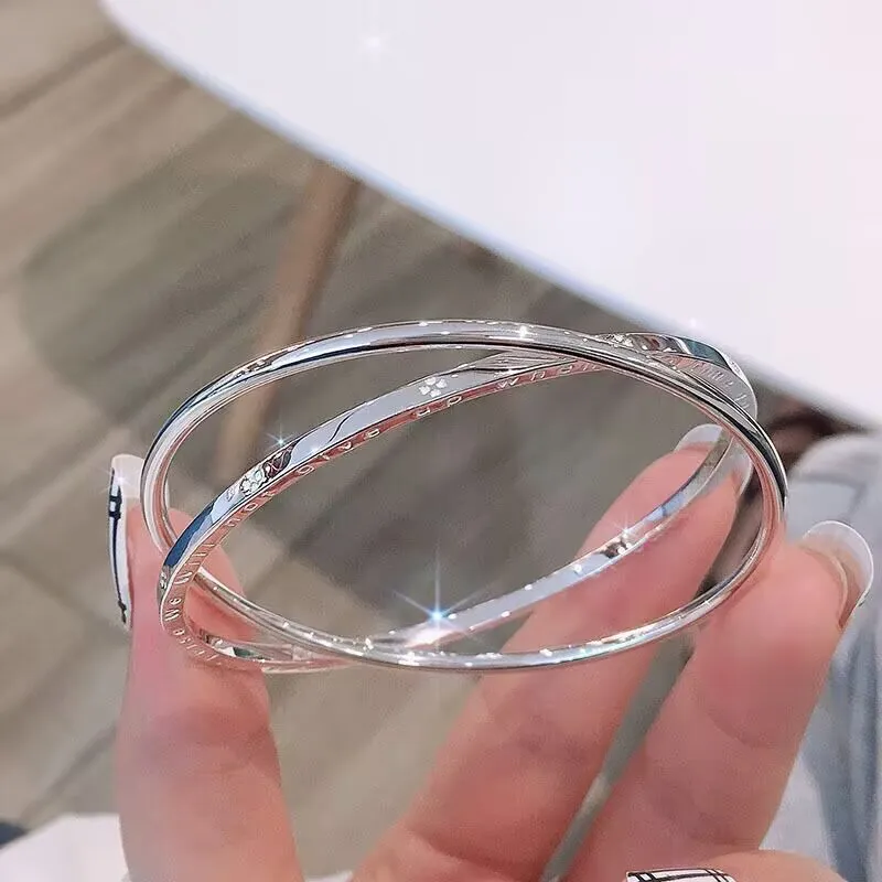 Old Qingyun Silver Building 999 Fine Silver Bangles Women's-2