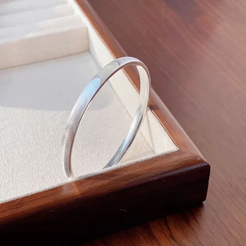 Old Qingyun Silver Building 999 Fine Silver Bangles Unisex-1