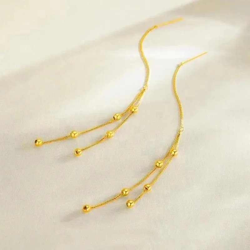 Old Qingyun Silver Building 18K Gold Drop Earrings Women's-1